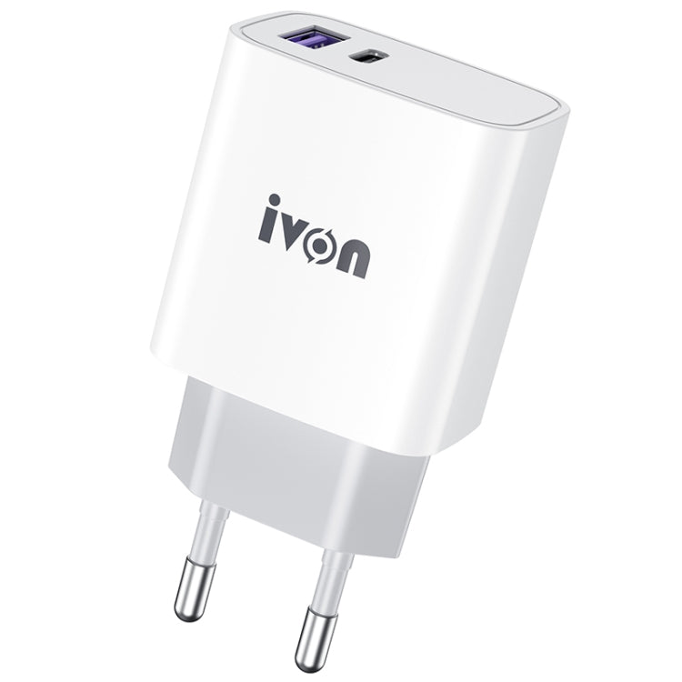 IVON AD52 18W USB-C / Type-C + USB Dual Port PD Fast Charge(EU Plug) - USB Charger by IVON | Online Shopping South Africa | PMC TechLife | Buy Now Pay Later Mobicred