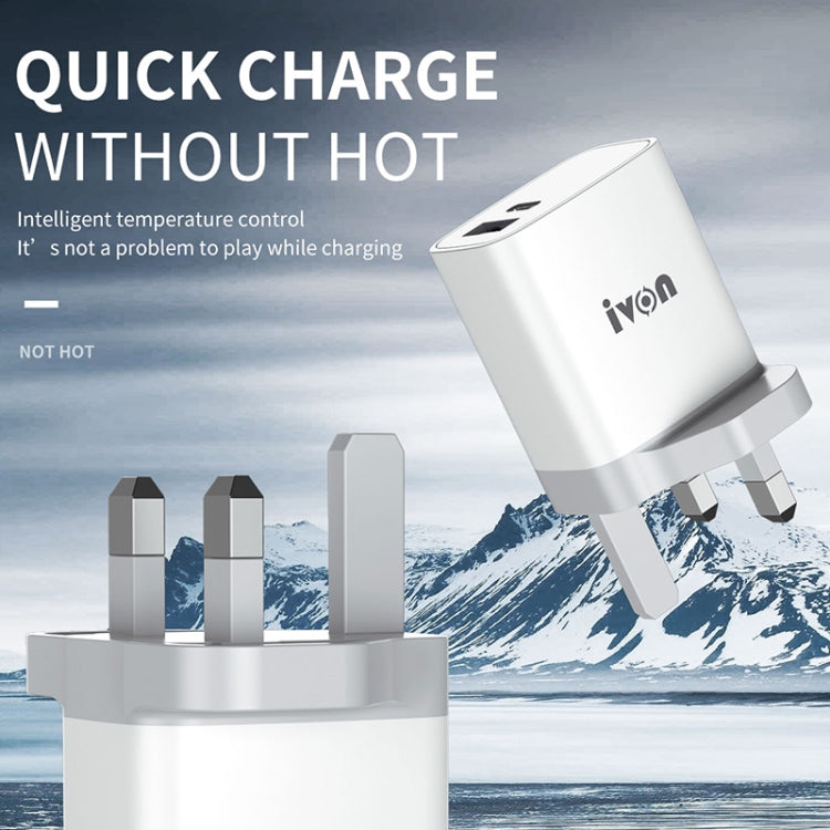 IVON AD52 18W USB-C / Type-C + USB Dual Port PD Fast Charge(EU Plug) - USB Charger by IVON | Online Shopping South Africa | PMC TechLife | Buy Now Pay Later Mobicred