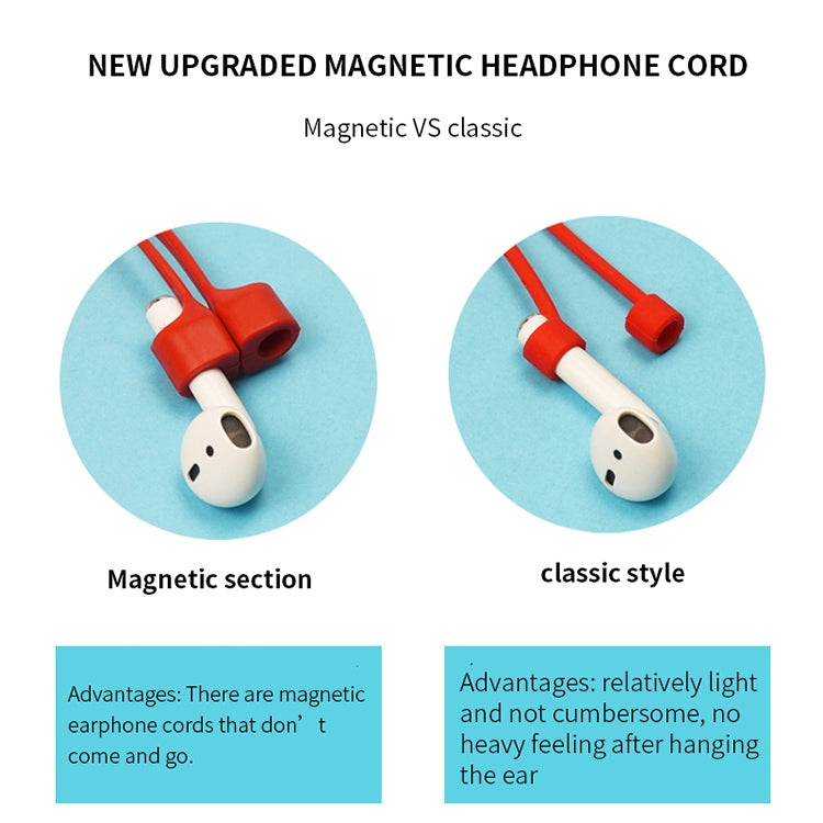 Wireless Bluetooth Headset Anti-lost Rope Magnetic Silicone Lanyard for Apple AirPods 1 / 2(Red) - Anti-lost & Holder by PMC TechLife | Online Shopping South Africa | PMC TechLife