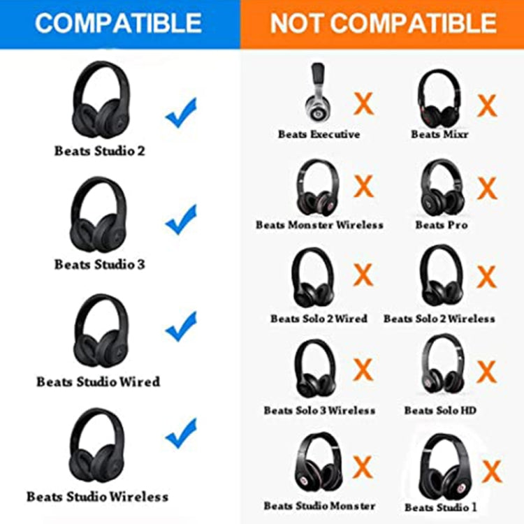 1 Pair Soft Sponge Earmuff Headphone Jacket for Beats Studio 2.0(White) - Earmuff & Pad by PMC TechLife | Online Shopping South Africa | PMC TechLife