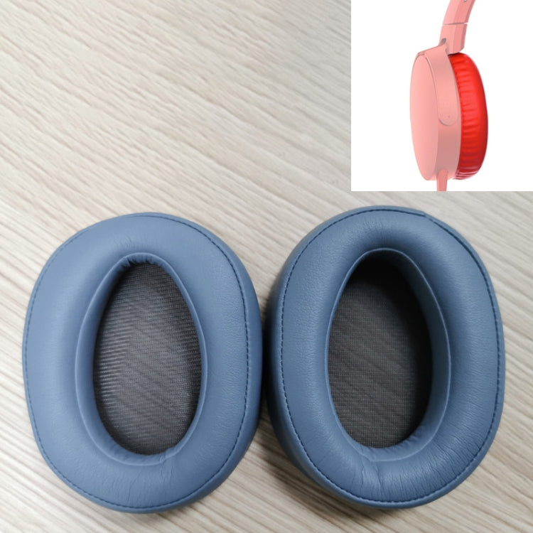 2 PCS For Sony MDR-100ABN / WH-H900N Earphone Cushion Cover Earmuffs Replacement Earpads with Mesh(Blue) - Earmuff & Pad by PMC TechLife | Online Shopping South Africa | PMC TechLife