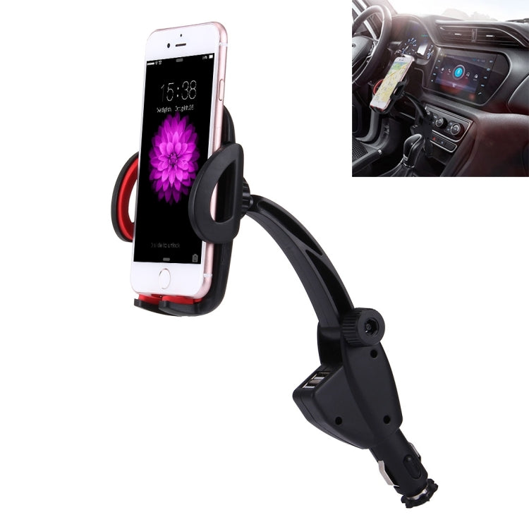 HC006 2 in 1 Car Charger & 360 Rotation Holder, For iPhone, Galaxy, Huawei, Xiaomi, LG, HTC and other Smartphones of width 47-92mm Smartphone(Red) - Car Holders by PMC TechLife | Online Shopping South Africa | PMC TechLife