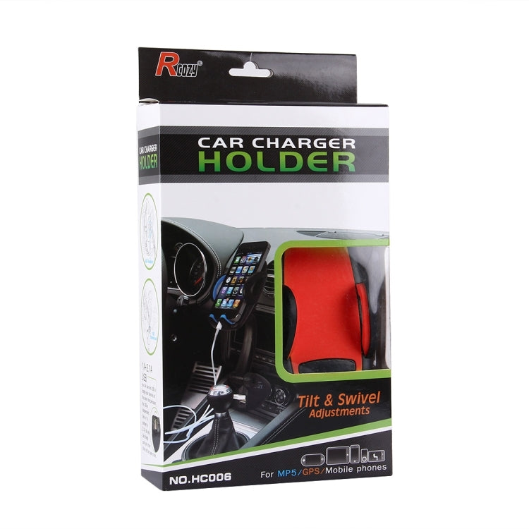 HC006 2 in 1 Car Charger & 360 Rotation Holder, For iPhone, Galaxy, Huawei, Xiaomi, LG, HTC and other Smartphones of width 47-92mm Smartphone(Red) - Car Holders by PMC TechLife | Online Shopping South Africa | PMC TechLife