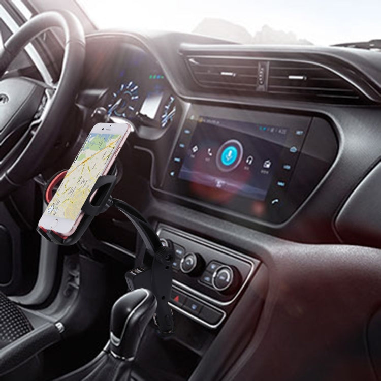 HC006 2 in 1 Car Charger & 360 Rotation Holder, For iPhone, Galaxy, Huawei, Xiaomi, LG, HTC and other Smartphones of width 47-92mm Smartphone(Red) - Car Holders by PMC TechLife | Online Shopping South Africa | PMC TechLife