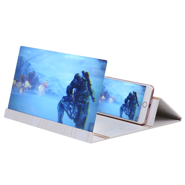 12.0 inch Universal Foldable Portable Wood + Organic Glass Eyeshield 3D Video Mobile Phone Screen Magnifier Bracket Enlarge with Holder for All Smartphones, Size: 260*190*8mm(White) - Screen Magnifier by PMC TechLife | Online Shopping South Africa | PMC TechLife