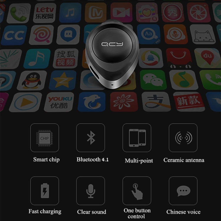 QCY J11 Universal Driving Wireless Bluetooth 4.1 Earphone with Mic for Smart Phones or Other Bluetooth Devices, Effective Bluetooth Distance: 10M(Black) - Bluetooth Earphone by QCY | Online Shopping South Africa | PMC TechLife | Buy Now Pay Later Mobicred