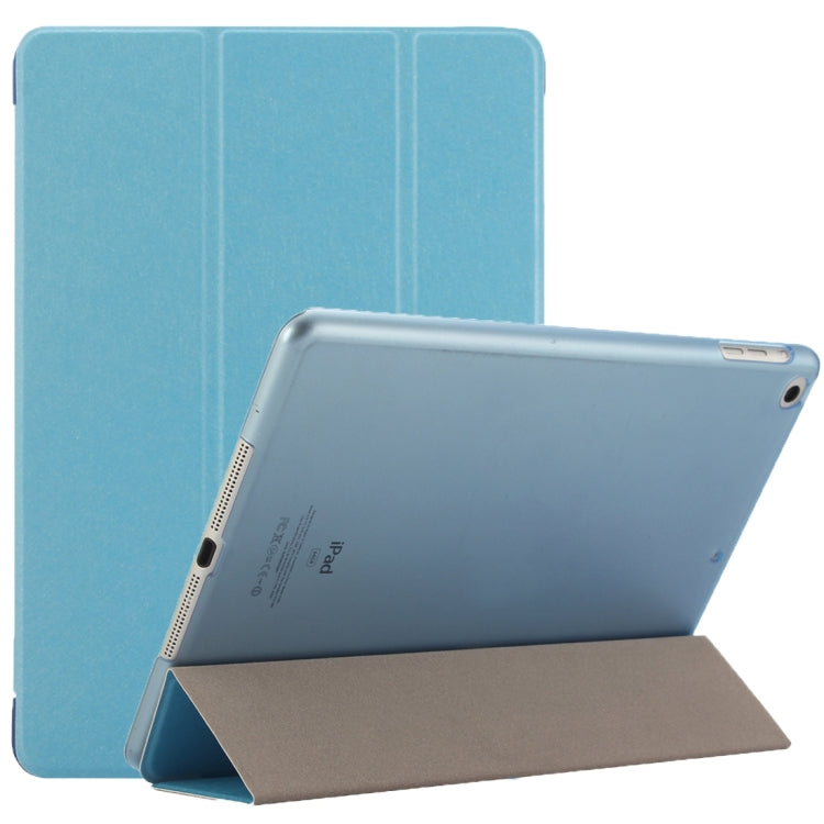 For iPad 9.7 (2018) & iPad 9.7 inch (2017) & iPad Air Silk Texture Horizontal Flip Leather Case with Three-folding Holder(Blue) - iPad 9.7 (2018) & (2017) Cases by PMC TechLife | Online Shopping South Africa | PMC TechLife | Buy Now Pay Later Mobicred