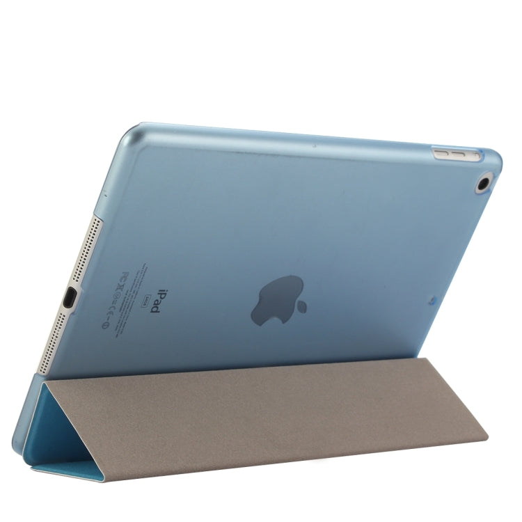 For iPad 9.7 (2018) & iPad 9.7 inch (2017) & iPad Air Silk Texture Horizontal Flip Leather Case with Three-folding Holder(Blue) - iPad 9.7 (2018) & (2017) Cases by PMC TechLife | Online Shopping South Africa | PMC TechLife | Buy Now Pay Later Mobicred