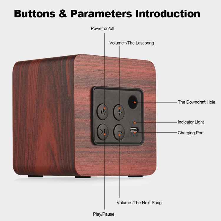 Q1 Wooden Mini Portable Mega Bass Wireless Bluetooth Speaker(Red) - Mini Speaker by PMC TechLife | Online Shopping South Africa | PMC TechLife