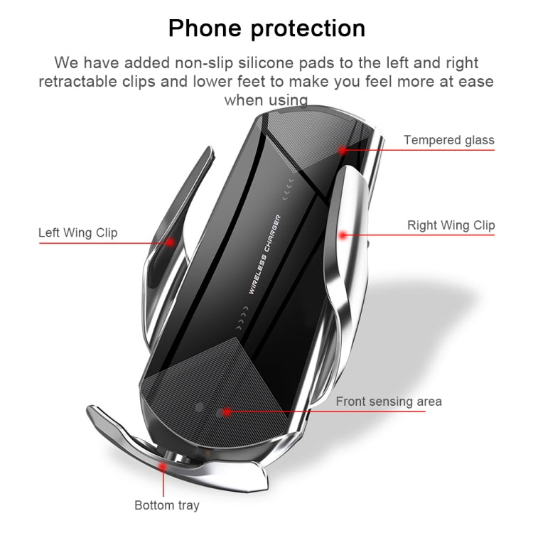 Q2 15W Universal Rotation Infrared Induction Magnetic Car Wireless Charging Mobile Phone Holder with Micro USB + 8 Pin + Type-C / USB-C Magnetic Connector(Red) - Wireless Charger Holders by PMC TechLife | Online Shopping South Africa | PMC TechLife