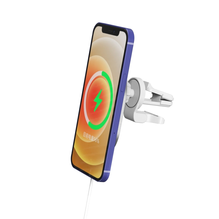 X19 Magsafe Car Air Outlet Vent Mount Clamp Holder 15W Fast Charging Qi Magnetic Wireless Charger(White) - free shipping - PMC TechLife - Order now!