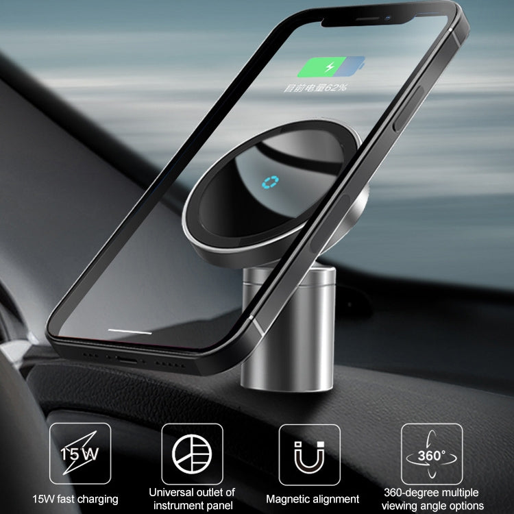 12PRO 15W Aluminum Alloy MagSafe Magnetic Car Wireless Charger Mobile Phone Holder (Silver) - Wireless Charger Holders by PMC TechLife | Online Shopping South Africa | PMC TechLife
