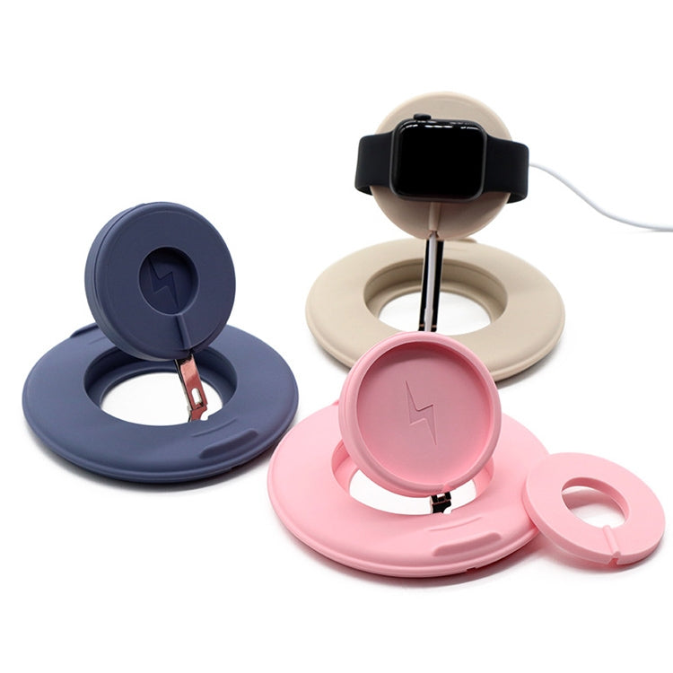 2 in 1 Silicone Desktop Wireless Charger Telescopic Stand For iPhone / Watch Wireless Charger (Pink) - free shipping - PMC TechLife - Order now!