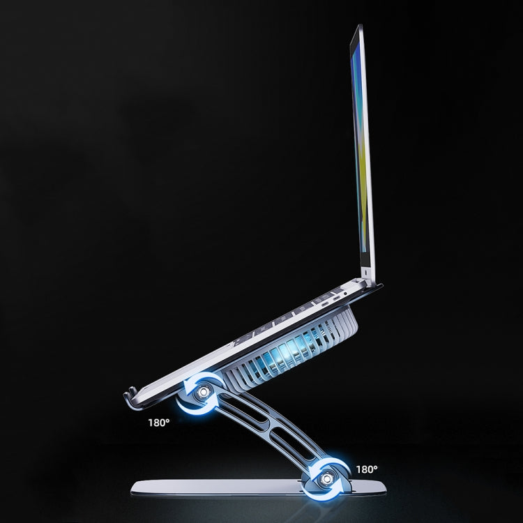 R-JUST HZ22 Dual-purpose Desktop Fan Aluminum Alloy Laptop  Bracket with Light(Tarnish) - free shipping - PMC TechLife - Order now!