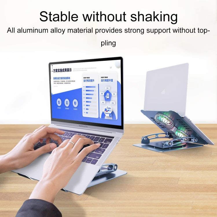 R- JUST HZ13-1 Rotating Foldable Multi-Angle Aluminum Alloy Laptop Fan Bracket (Silver) - free shipping - PMC TechLife - Order now!