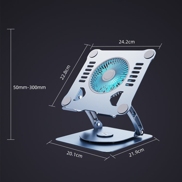 R- JUST HZ22-1 Rotating Dual-purpose Desktop Fan Aluminum Alloy Laptop Stand (Grey) - MacBook Holder by R-JUST | Online Shopping South Africa | PMC TechLife | Buy Now Pay Later Mobicred