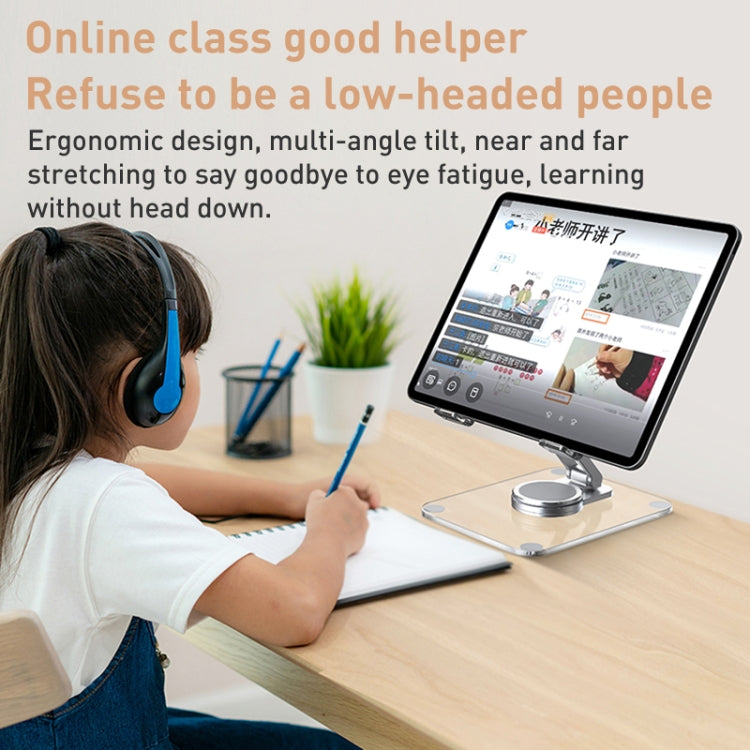 R-JUST T632 Acrylic 360 Degree Rotating Desktop Tablet Stand (Transparent) - free shipping - PMC TechLife - Order now!