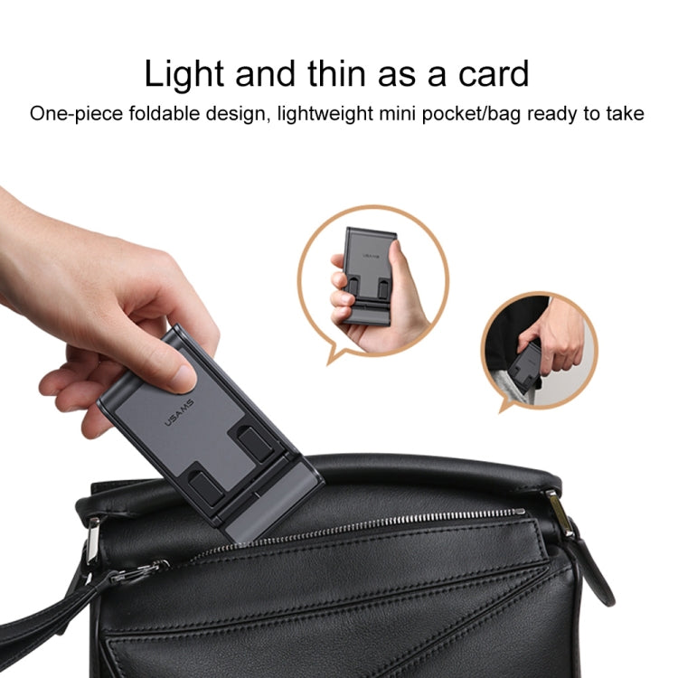 USAMS US-ZJ073 Retractable Folding Desktop Tablet Phone Holder (Black) - free shipping - PMC TechLife - Order now!