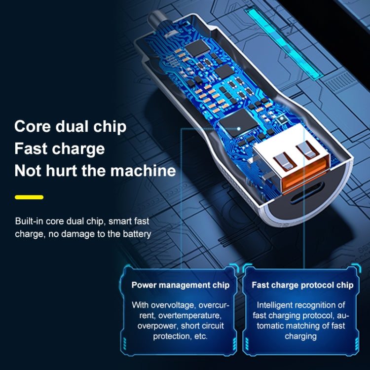 WK WP-C30 20W QC3.0 USB + PD UB-C / Type-C Interface Flash Series Car Fast Charger(Silver) - free shipping - PMC TechLife - Order now!