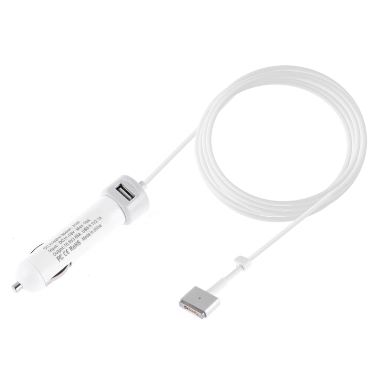 60W 5.1V 2.1A USB Interface Car Charger with 16.5V 3.65A T MagSafe 2 Interface Data Cable(White) - Car Charger by PMC TechLife | Online Shopping South Africa | PMC TechLife