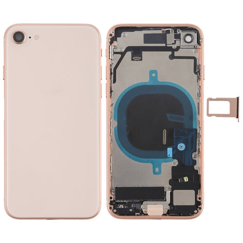 Battery Back Cover Assembly with Side Keys & Vibrator & Speaker Ringer Buzzer & Power Button + Volume Button Flex Cable & Card Tray for iPhone 8(Rose Gold) - Back Cover by PMC TechLife | Online Shopping South Africa | PMC TechLife