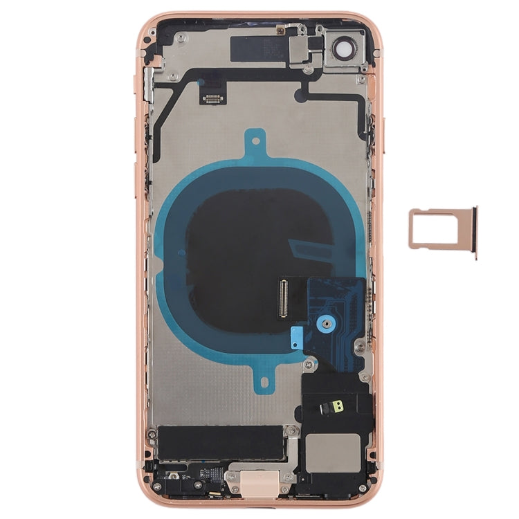 Battery Back Cover Assembly with Side Keys & Vibrator & Speaker Ringer Buzzer & Power Button + Volume Button Flex Cable & Card Tray for iPhone 8(Rose Gold) - Back Cover by PMC TechLife | Online Shopping South Africa | PMC TechLife