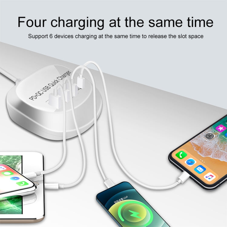 WLX-T3P 4 In 1 PD + QC Multi-function Smart Fast Charging USB Charger(UK Plug) - Multifunction Charger by PMC TechLife | Online Shopping South Africa | PMC TechLife