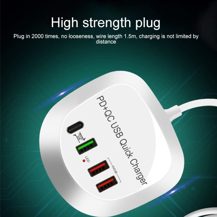 WLX-T3P 4 In 1 PD + QC Multi-function Smart Fast Charging USB Charger(UK Plug) - Multifunction Charger by PMC TechLife | Online Shopping South Africa | PMC TechLife