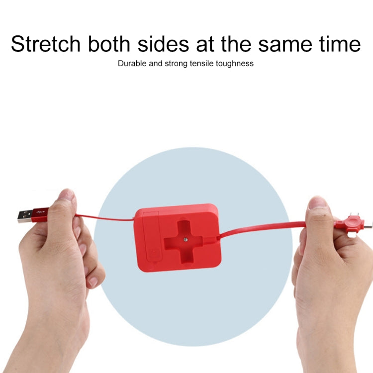 019-1 3 in 1 USB to 8 Pin + Micro USB + USB-C / Type-C Macaron Telescopic Data Cable with Storage Slot & Bracket, Cable Length: 1m (Red) - Multifunction Cable by PMC TechLife | Online Shopping South Africa | PMC TechLife