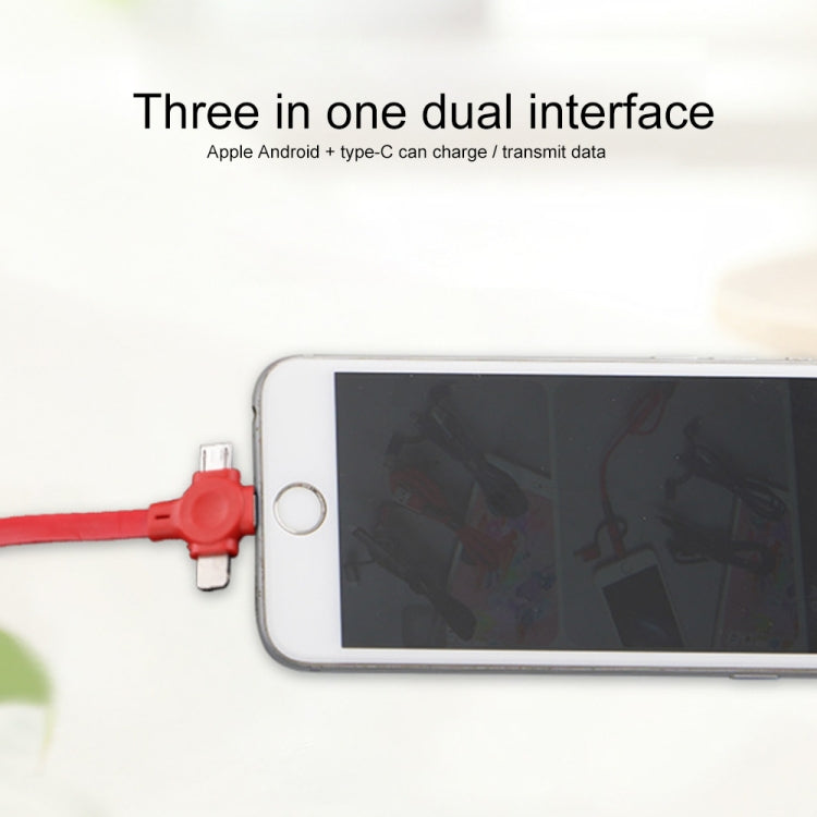 019-1 3 in 1 USB to 8 Pin + Micro USB + USB-C / Type-C Macaron Telescopic Data Cable with Storage Slot & Bracket, Cable Length: 1m (Green) - Multifunction Cable by PMC TechLife | Online Shopping South Africa | PMC TechLife