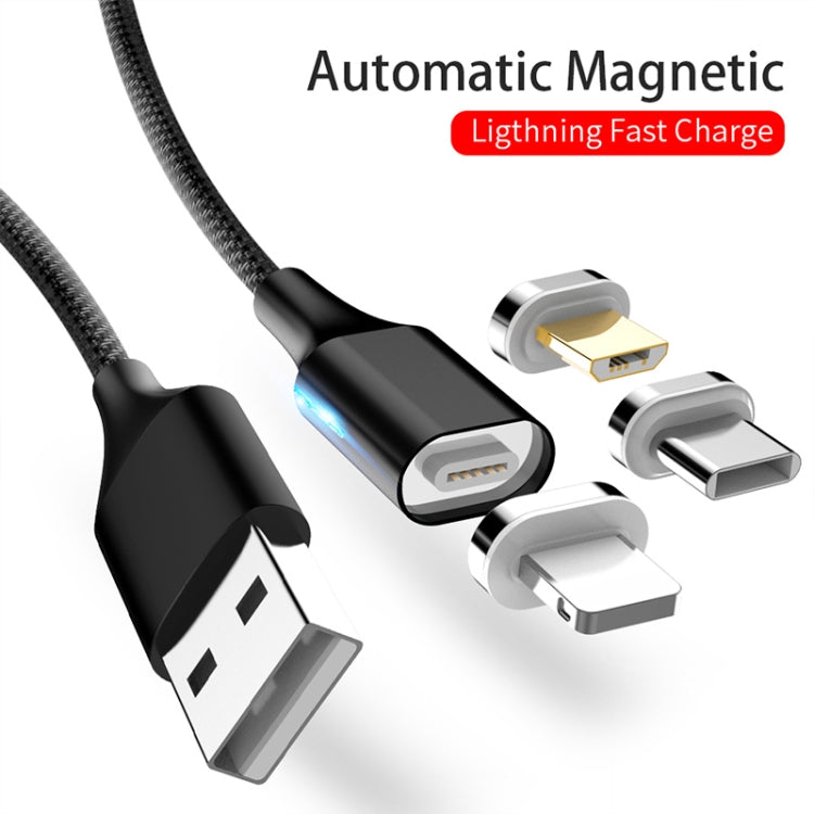 M11 3 in 1 5A USB to 8 Pin + Micro USB + USB-C / Type-C Nylon Braided Magnetic Data Cable, Cable Length: 2m (Red) - Charging Cable & Head by PMC TechLife | Online Shopping South Africa | PMC TechLife