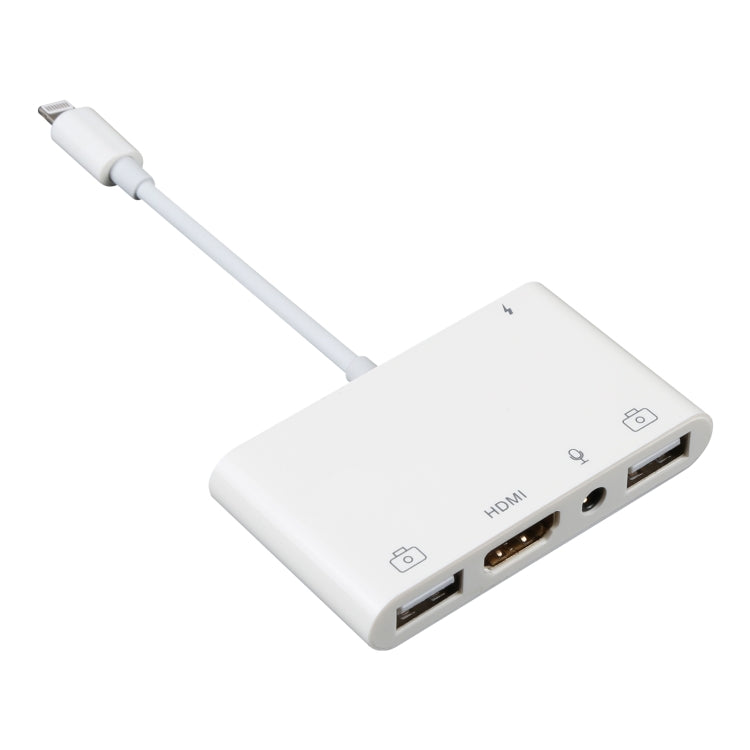 4 in 1 8 Pin to Dual USB + 3.5mm AUX + HDMI OTG Audio Digital AV Adapter - Converter & Adapter by PMC TechLife | Online Shopping South Africa | PMC TechLife