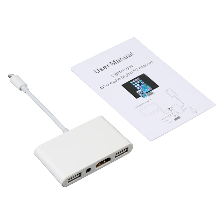 4 in 1 8 Pin to Dual USB + 3.5mm AUX + HDMI OTG Audio Digital AV Adapter - Converter & Adapter by PMC TechLife | Online Shopping South Africa | PMC TechLife