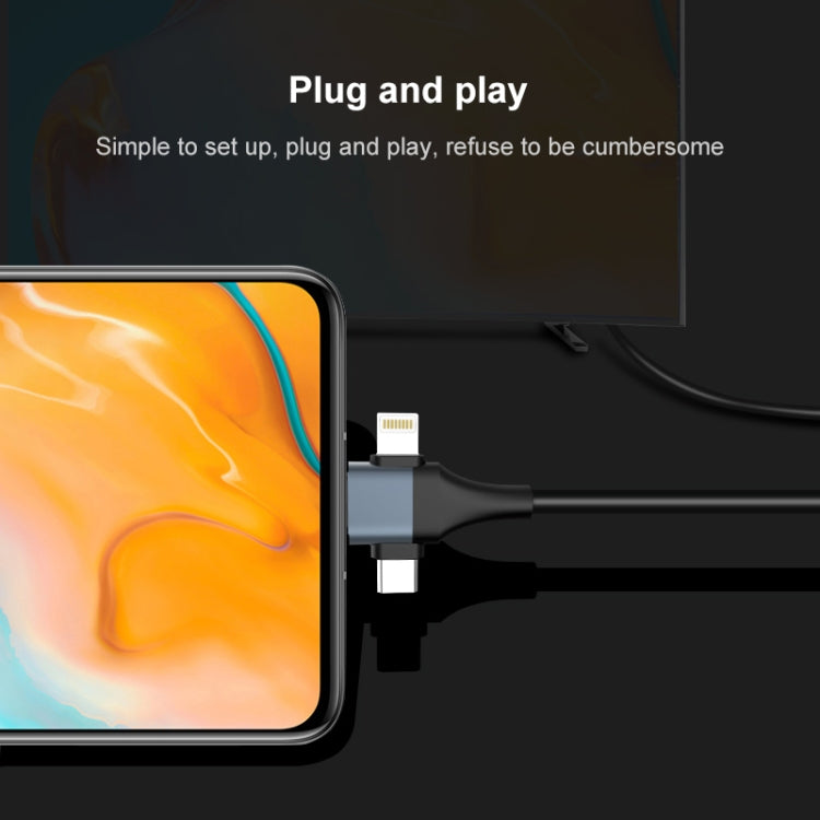 P8J Aluminum 3 in 1 8 Pin + Micro USB + USB-C / Type-C to HDTV Cable, Cable Length: 2m - Video & Audio Cable by PMC TechLife | Online Shopping South Africa | PMC TechLife