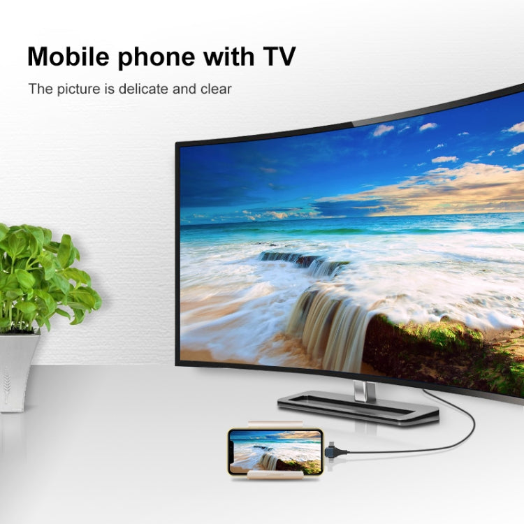 P8J Aluminum 3 in 1 8 Pin + Micro USB + USB-C / Type-C to HDTV Cable, Cable Length: 2m - Video & Audio Cable by PMC TechLife | Online Shopping South Africa | PMC TechLife