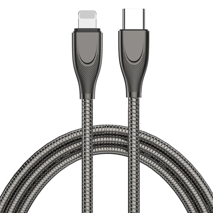 ADC-009 USB-C / Type-C to 8 Pin Zinc Alloy Hose Fast Charging Data Cable, Cable Length: 1m (Gun Metal) - 2 in 1 Cable by PMC TechLife | Online Shopping South Africa | PMC TechLife