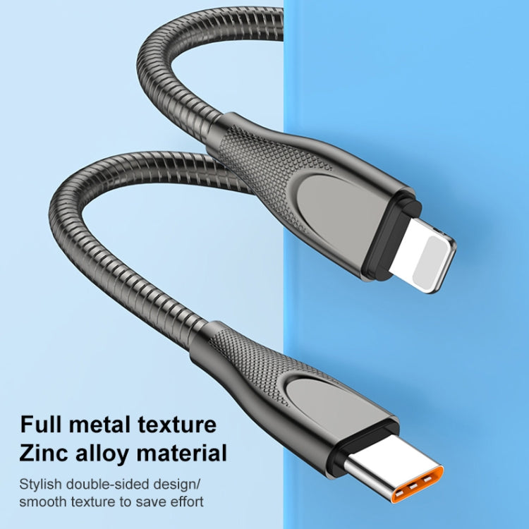 ADC-009 USB-C / Type-C to 8 Pin Zinc Alloy Hose Fast Charging Data Cable, Cable Length: 1m (Gun Metal) - 2 in 1 Cable by PMC TechLife | Online Shopping South Africa | PMC TechLife
