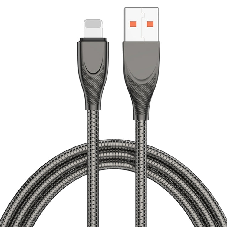 ADC-009 USB to 8 Pin Zinc Alloy Hose Fast Charging Data Cable, Cable Length: 1m (Gun Metal) - Normal Style Cable by PMC TechLife | Online Shopping South Africa | PMC TechLife