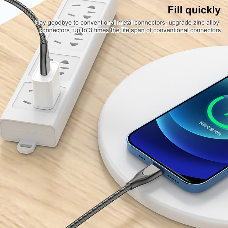 ADC-009 USB to 8 Pin Zinc Alloy Hose Fast Charging Data Cable, Cable Length: 1m (Gun Metal) - Normal Style Cable by PMC TechLife | Online Shopping South Africa | PMC TechLife
