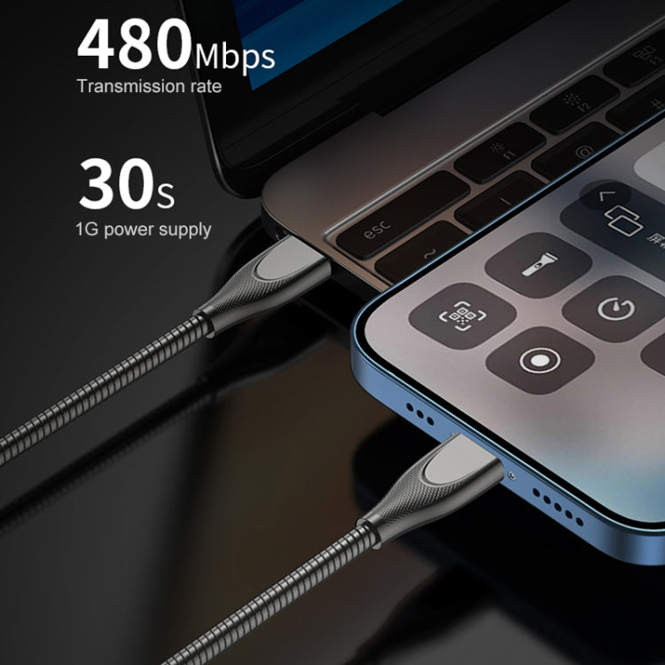 ADC-009 USB to 8 Pin Zinc Alloy Hose Fast Charging Data Cable, Cable Length: 1m (Gun Metal) - Normal Style Cable by PMC TechLife | Online Shopping South Africa | PMC TechLife