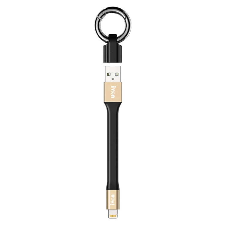 IVON CA90 2.4A USB to 8 Pin Portable Data Cable with Ring, Length: 14.5cm(Champagne Gold) - Normal Style Cable by IVON | Online Shopping South Africa | PMC TechLife