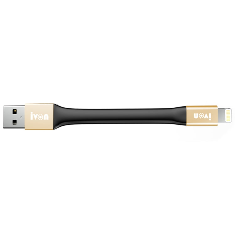 IVON CA90 2.4A USB to 8 Pin Portable Data Cable with Ring, Length: 14.5cm(Champagne Gold) - Normal Style Cable by IVON | Online Shopping South Africa | PMC TechLife
