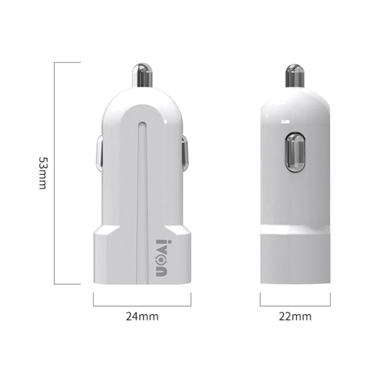 IVON CC13 QC 3.0 Fast Charging Car Charger Set with Type-C / USB-C Charging Cable (White) - Car Charger by IVON | Online Shopping South Africa | PMC TechLife