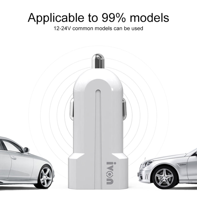 IVON CC13 QC 3.0 Fast Charging Car Charger Set with Type-C / USB-C Charging Cable (White) - Car Charger by IVON | Online Shopping South Africa | PMC TechLife