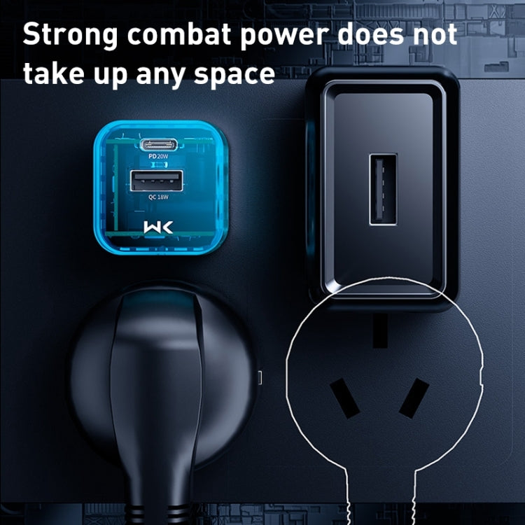 WK WP-U149 20W USB+USB-C/Type-C Dual Port Transparent Charger, Specifications: US Plug (White) - USB Charger by WK | Online Shopping South Africa | PMC TechLife | Buy Now Pay Later Mobicred