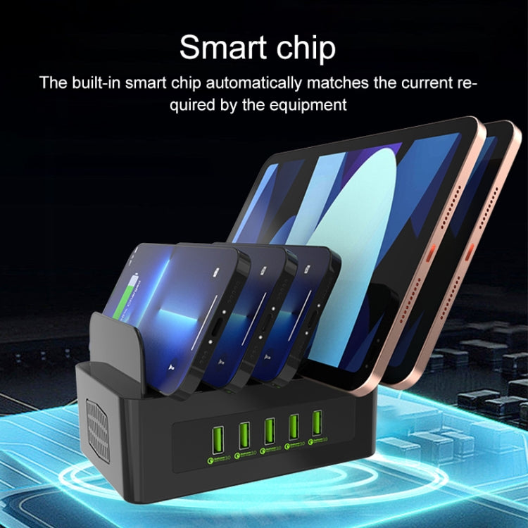 YFY-A53 100W 5 x USB Ports QC3.0 Smart Charging Station with Phone & Tablet Stand - Multifunction Charger by PMC TechLife | Online Shopping South Africa | PMC TechLife