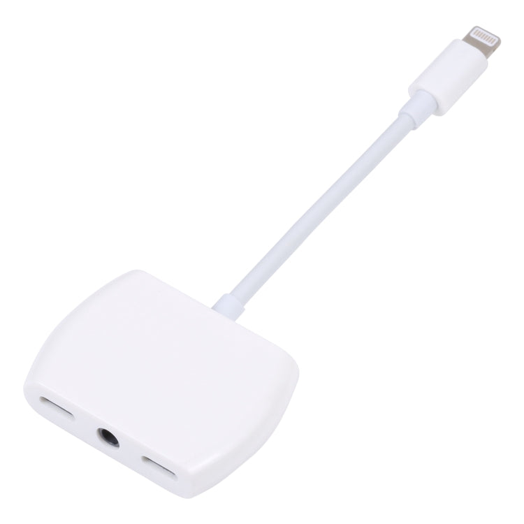8 Pin Male to Dual 8 Pin+ 3.5mm Audio Female Headphone Adapter Adapter(White) - Earphone Adapter by PMC TechLife | Online Shopping South Africa | PMC TechLife