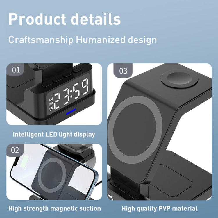 15W 4 in 1 Magnetic Clock Desktop Vertical Wireless Charger (Black) -  by PMC TechLife | Online Shopping South Africa | PMC TechLife