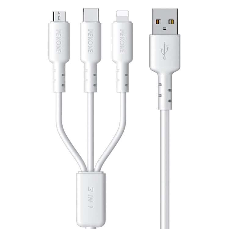 WEKOME WDC-02 Tidal Energy Series 3A USB to 8 Pin+Type-C+Micro USB 3 in 1 PVC Data Cable, Length: 1.2m (White) - free shipping - PMC TechLife - Order now!