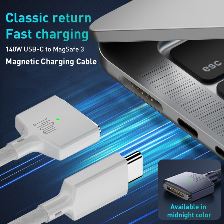 140W USB-C / Type-C to MagSafe 3 Magnetic Fast Charging Cable, Length:2m (Black) - Cable & Adapter by PMC TechLife | Online Shopping South Africa | PMC TechLife